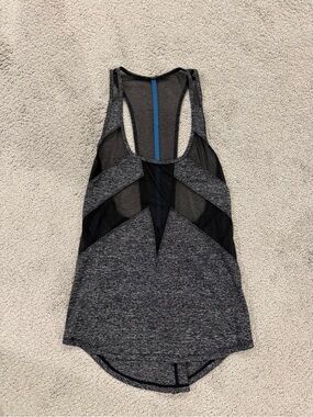 lululemon athletica Gray and Black Mesh Racerback Tank with Blue Accent